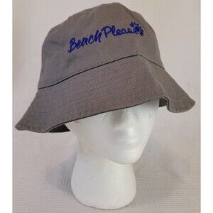 NEW Beach Please Gray Gilligan Unisex Bucket Sun Hat Beach Cute Fisherman